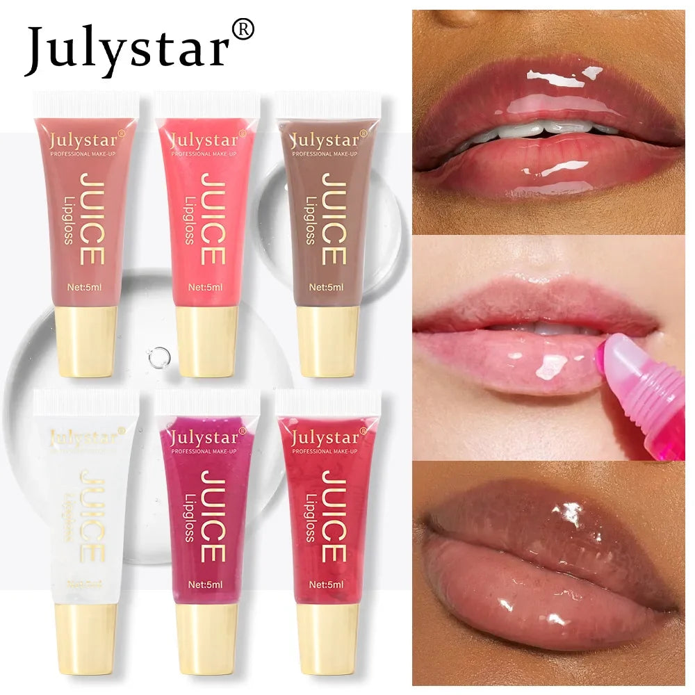 6-Color Fruit Flavor Mirror Lip Gloss Oil | Long-Lasting Shine