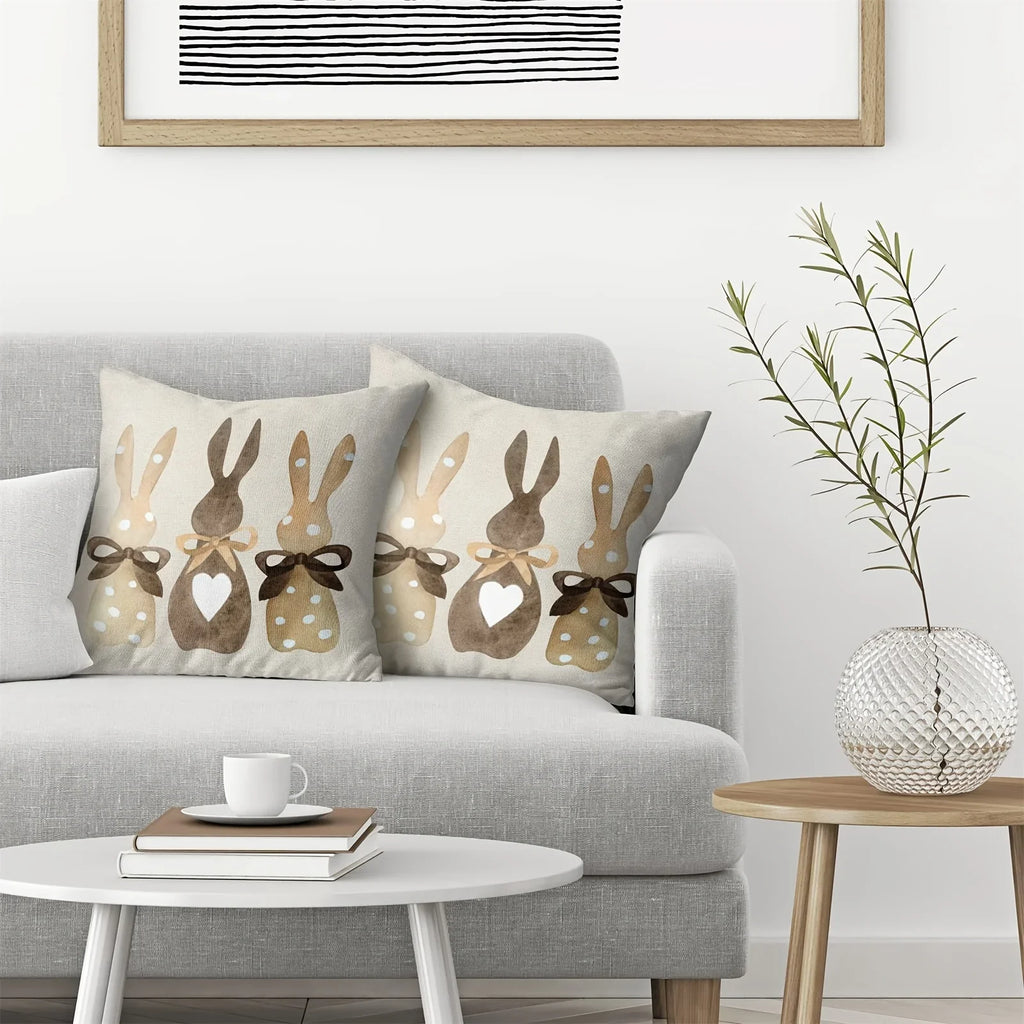 Bunny Throw Pillow Covers – Bowknot Rabbit Cushion Cases