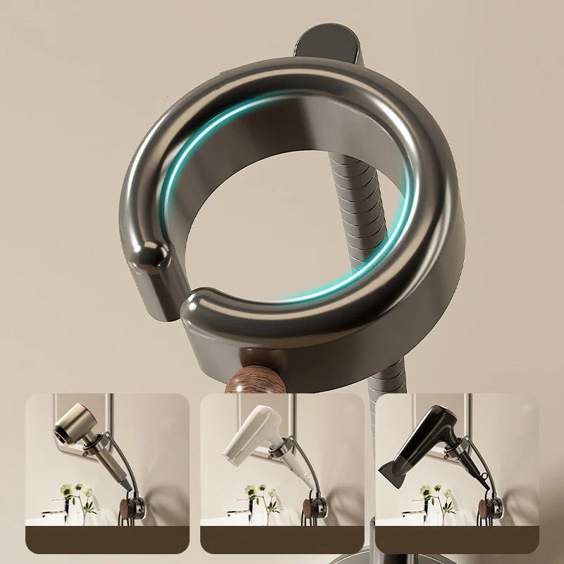Wall-Mounted Hair Dryer Holder | 360° Rotatable, No-Drill Rack