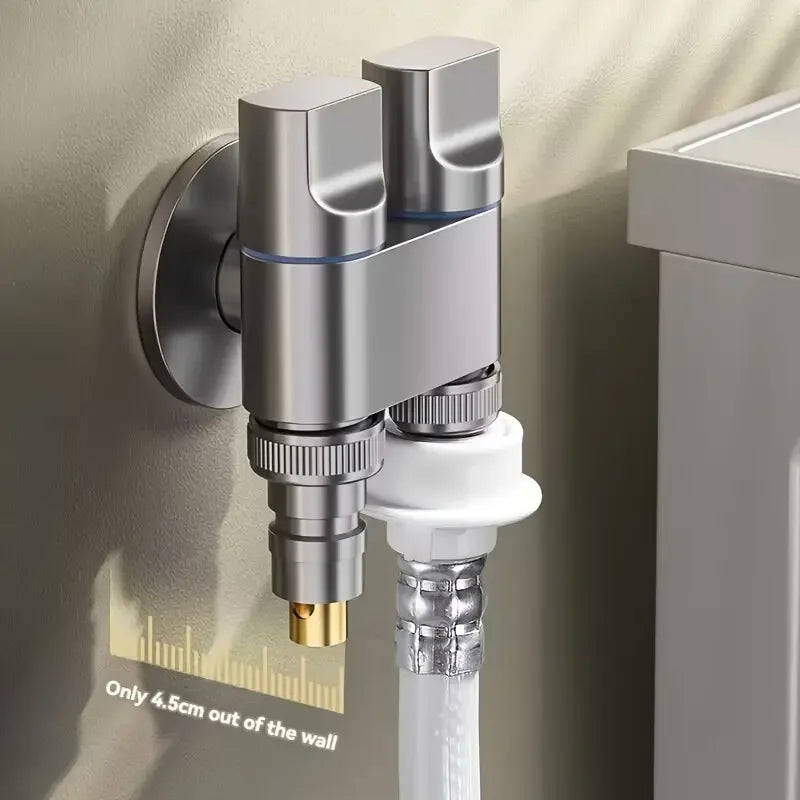 Stainless Steel G1/2 Double Outlet Angle Valve | Bathroom Faucet