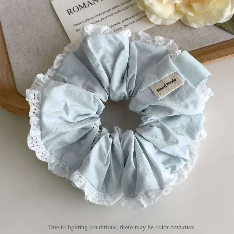 Women's Light Blue Hair Scrunchie – Korean Minimalist Hair Tie