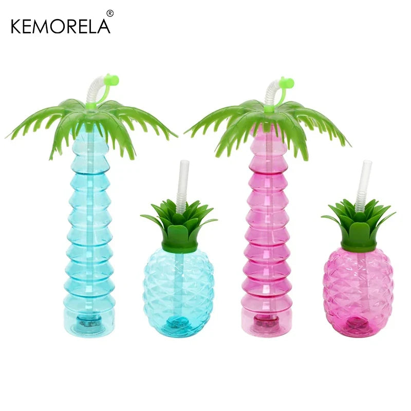 Kids Tropical Water Bottle – Pineapple & Coconut Cup with Straw