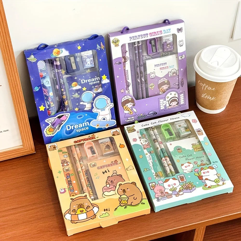 Capybara & Astronaut Stationery Set – 6-Piece Gift Bundle