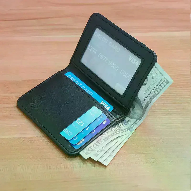 Men's Slim Bifold PU Leather Wallet – Card & Cash Holder