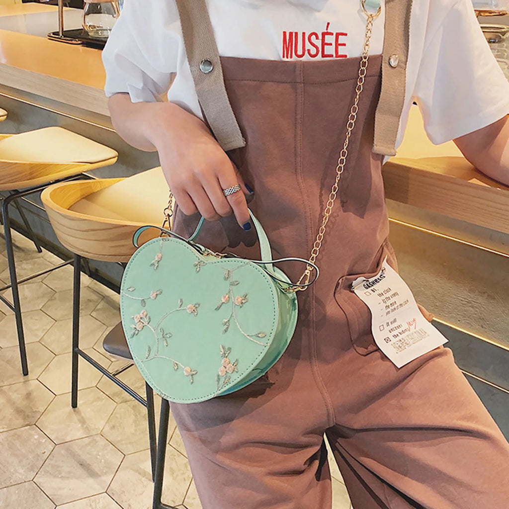 Women's Lace Heart Crossbody Bag | PU Leather Shoulder Purse