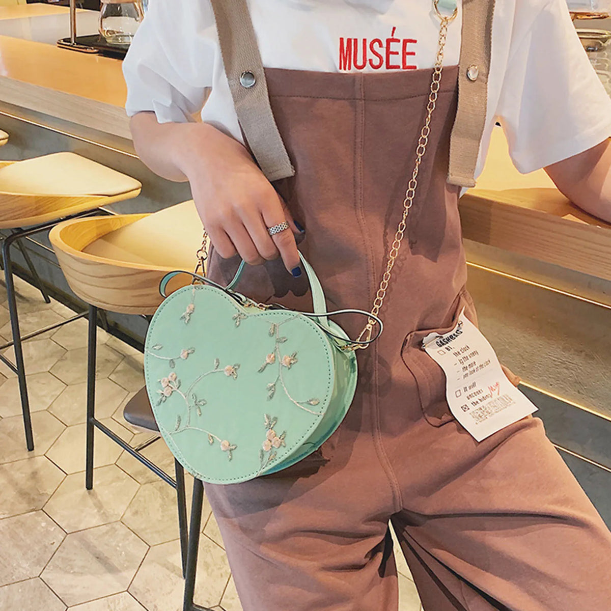 Women's Lace Heart Crossbody Bag | PU Leather Shoulder Purse