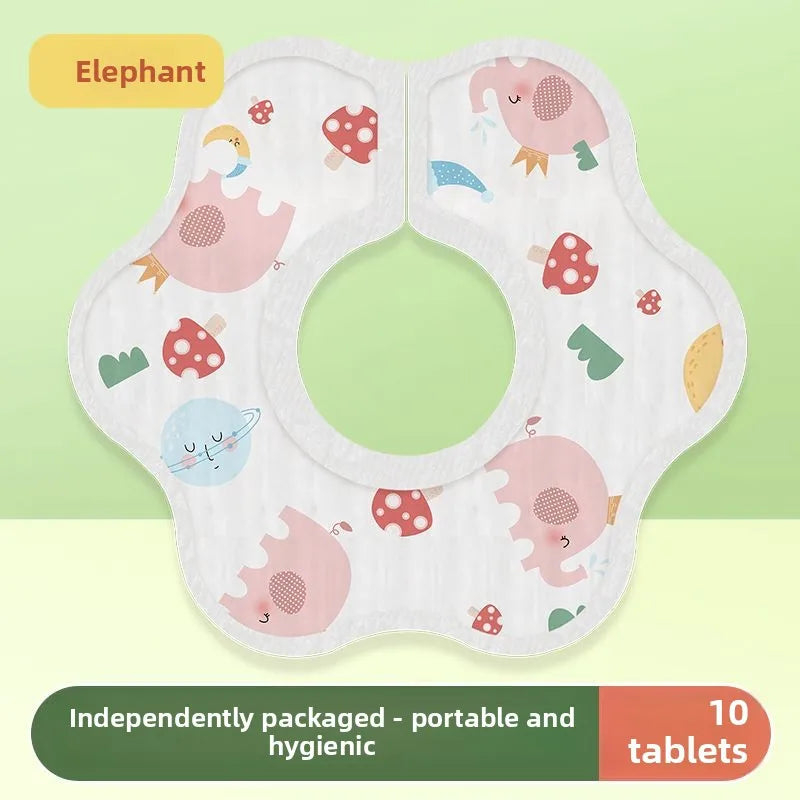 10 Disposable Bibs Baby Drool Towel Waterproof 360 Degree Anti