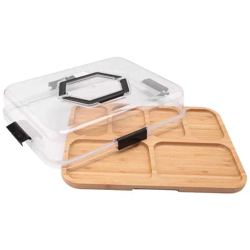 A36T-Cheese Board Charcuterie Box Clear Lid Travel Portable Cutting