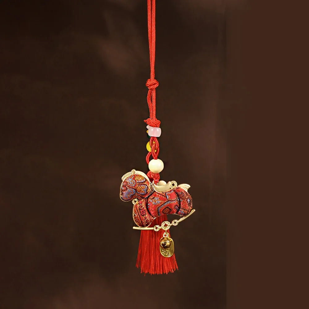 Chinese New Year Horse Embroidered Satin Tassel Pendant