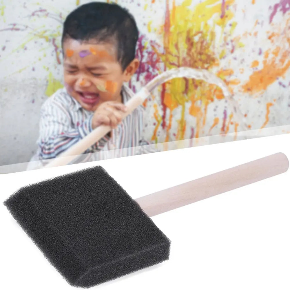 4-Piece Sponge Foam Paint Brush Set | Wooden Handle