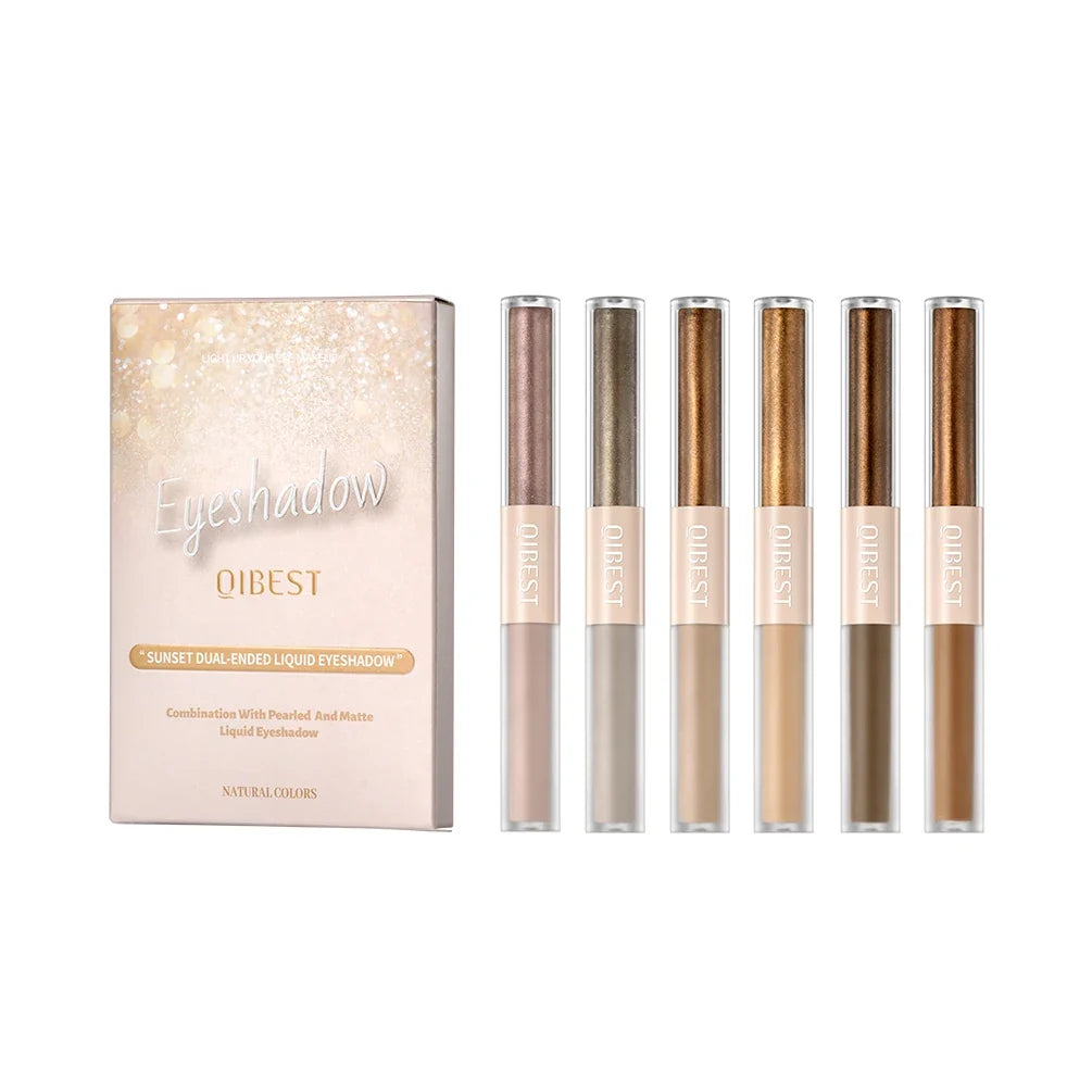 QiBest 2-in-1 Matte & Shimmer Liquid Eyeshadow Set – 6 Pcs