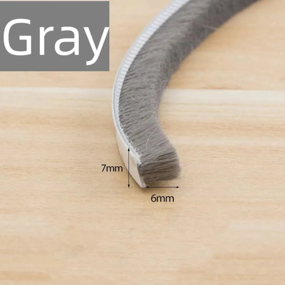10Meters Sealing Strip Self-adhesive White Grey Wind-proof Brush