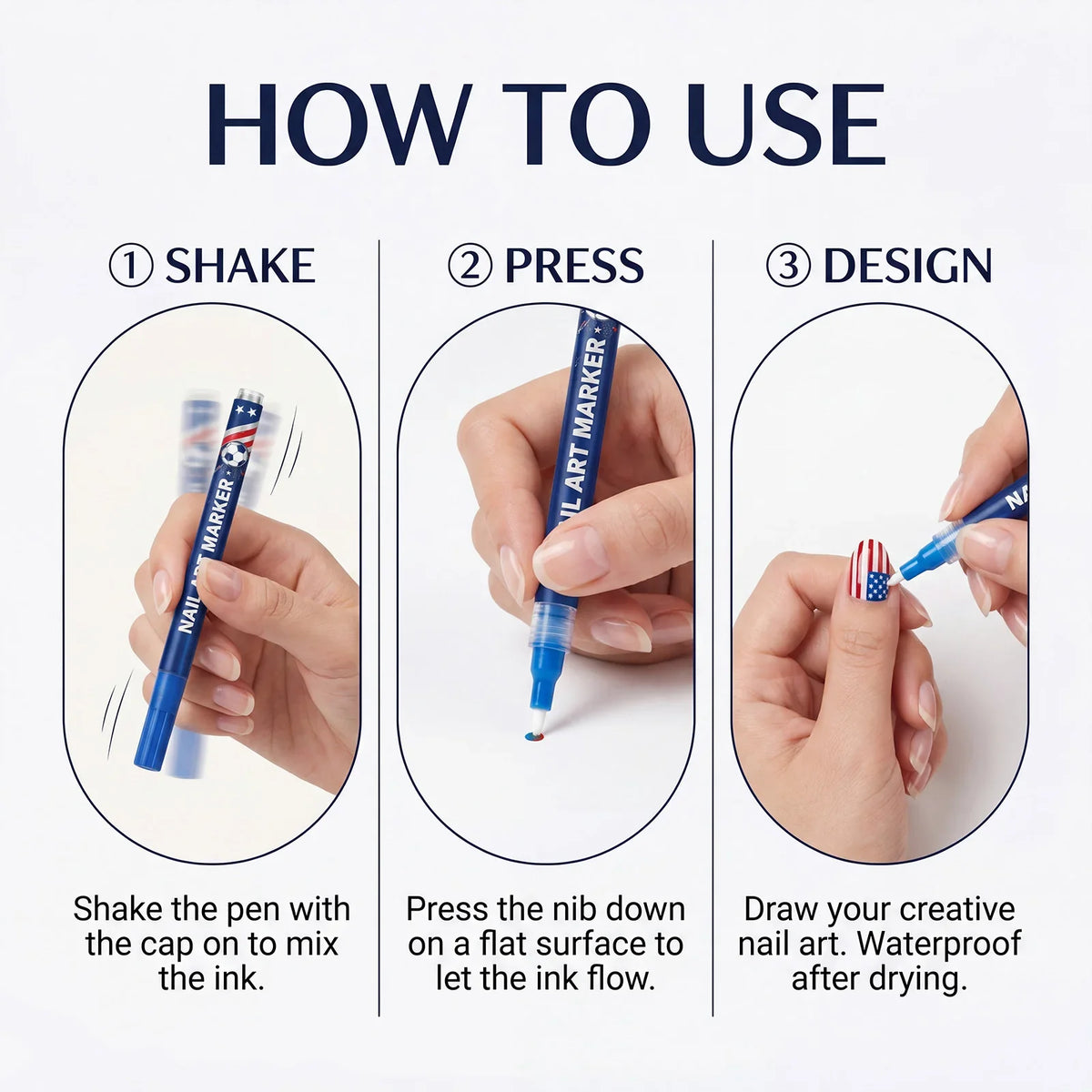 12-Piece Football Nail Art Marker Set – Quick-Dry Soccer Pens