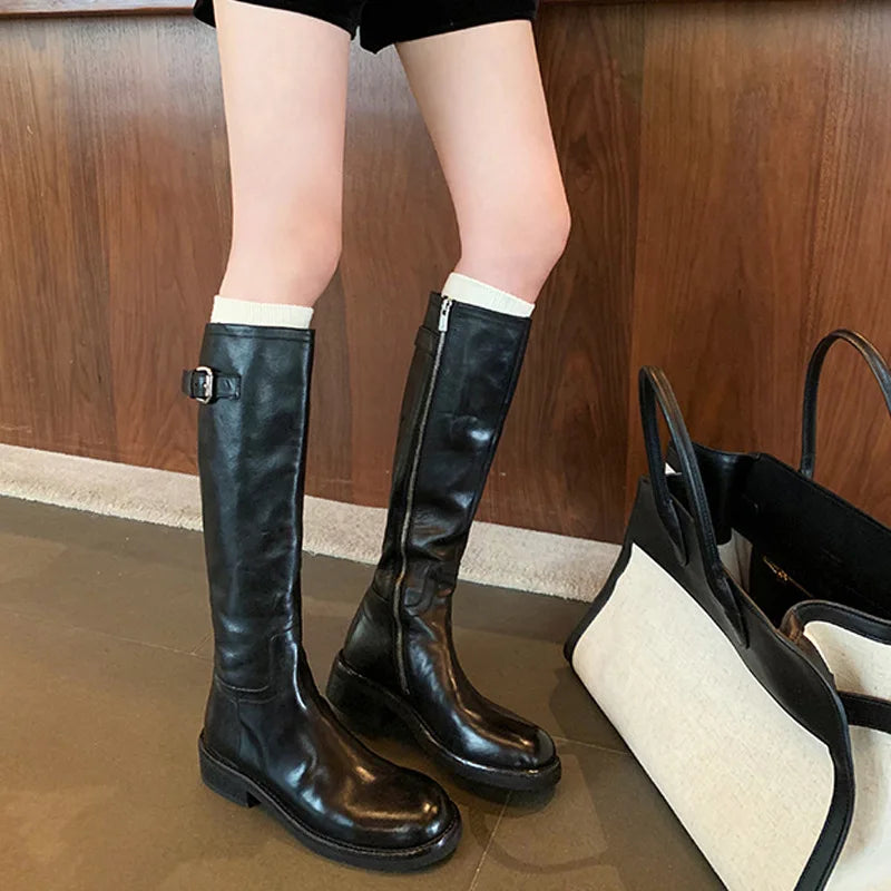 Women's Retro Wedge Ankle Boots – Non-Slip Zip-Up Knight Boot