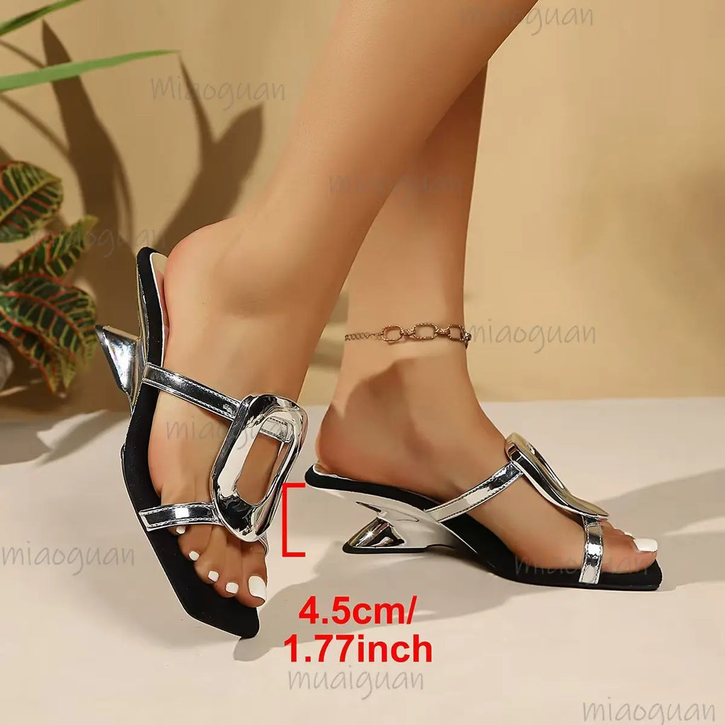 Women's Square Toe High Heel Sandals – Crystal Party Slippers