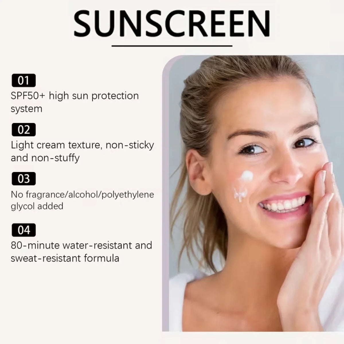 SPF 50 Sunscreen Cream – Tallow PDRN, Collagen, Sensitive Skin
