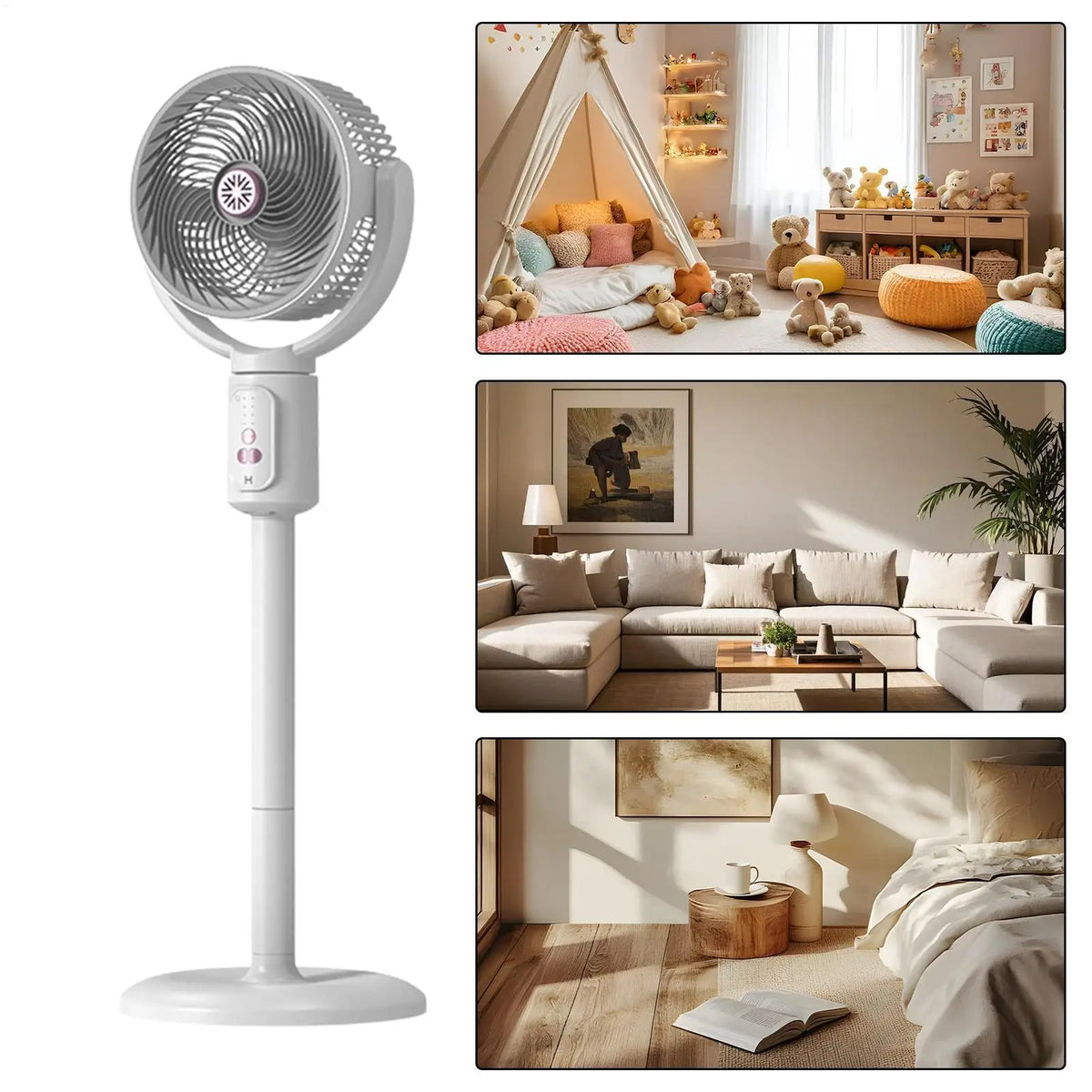 Oscillating Tower Fan 5-Speed Type-C Rechargeable Adjustable Height