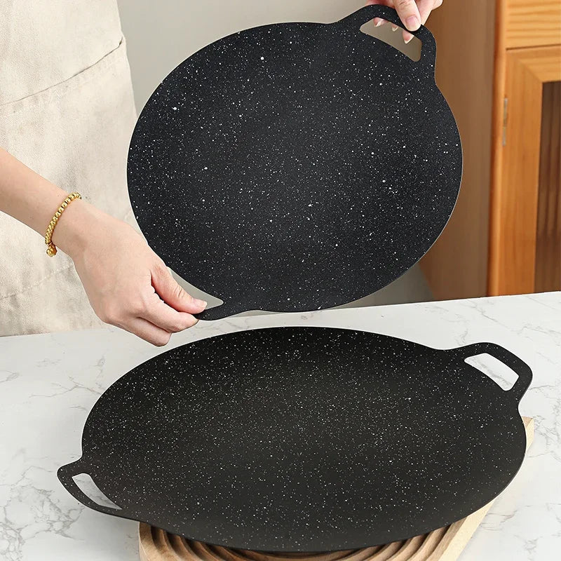 Roasting Round Pans Korean Aluminum Nonstick Grill Griddle Pan Bbq
