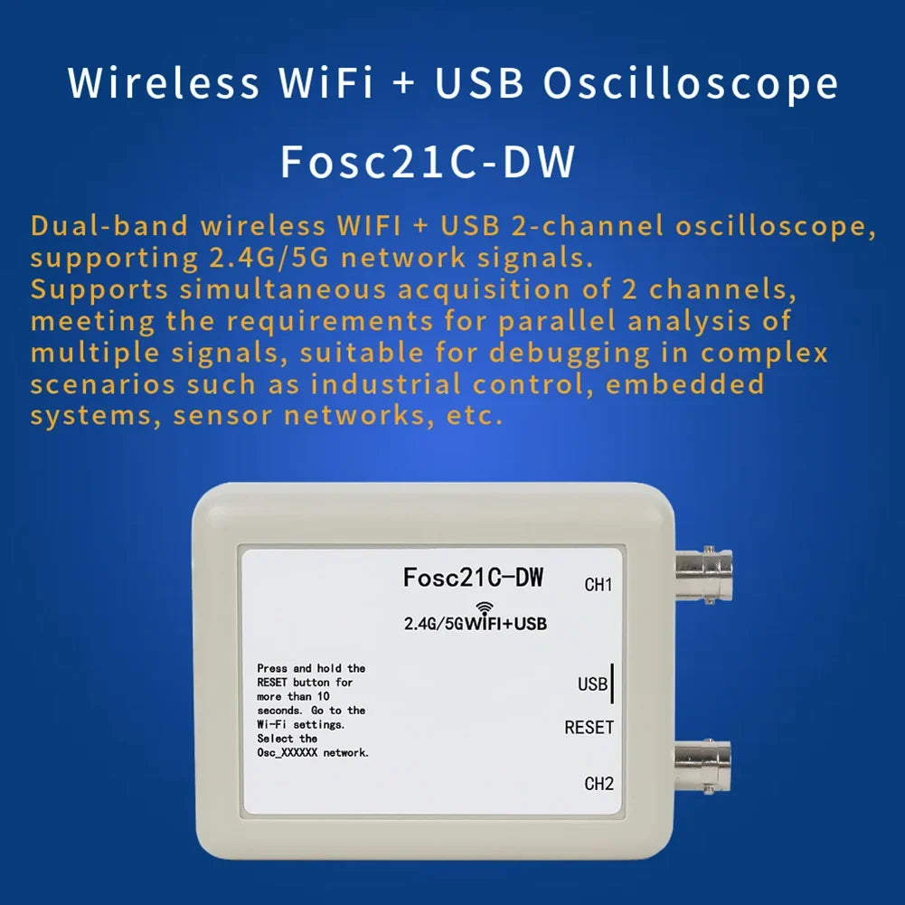 Fosc21C-DW Dual-Band WiFi USB 2-Channel Oscilloscope 2.4G/5G