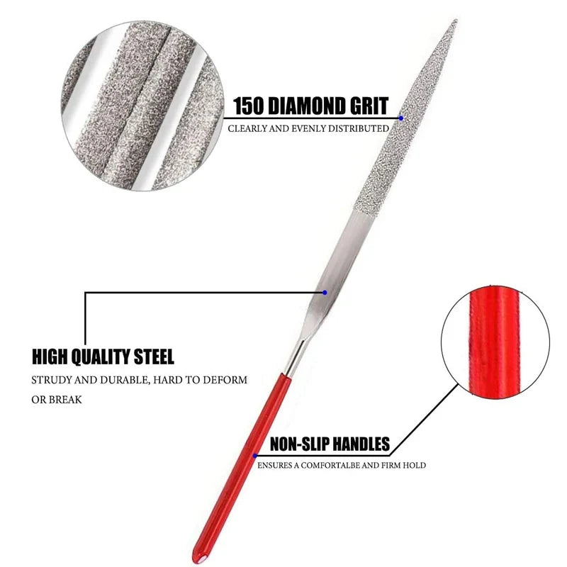 Diamond Needle File 3x140mm Mini Stone Glass Metal Carving Craft Hand