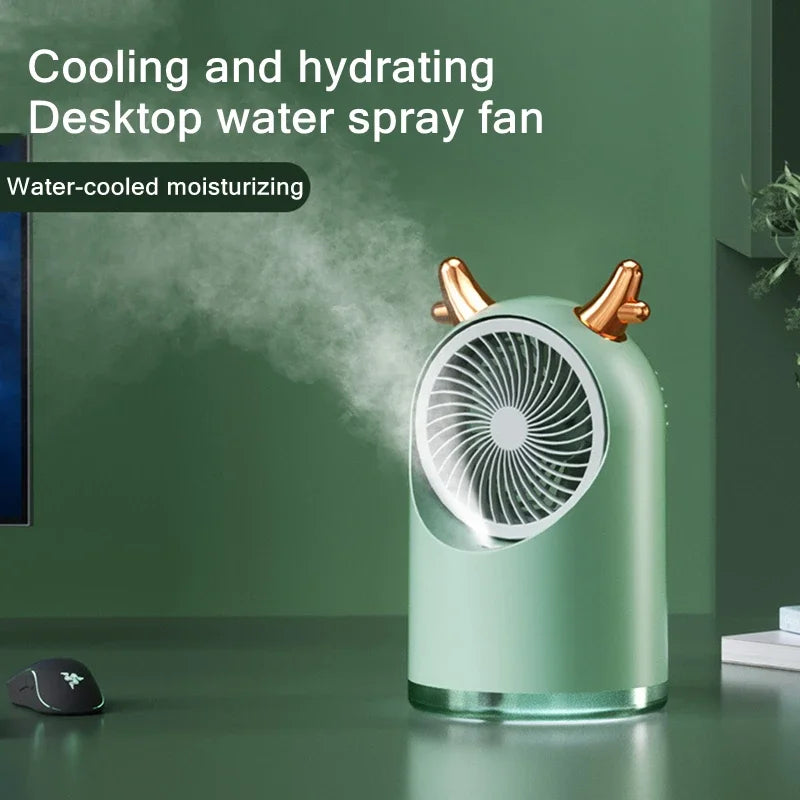 Portable USB Water Mist Fan – 3-Speed Quiet Cooling | URGGU