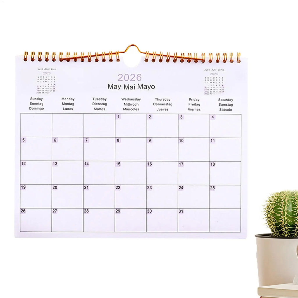 Wall Calendar 2026 12 Month Multilingual Coil Modern Decorative