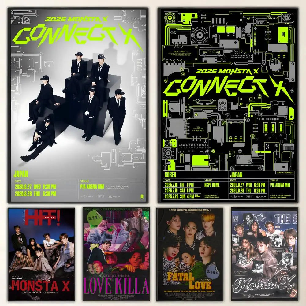 Monsta X HD Wall Poster – Waterproof Sticky K-Pop Room Decor