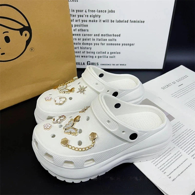 Fashionable Shoe Accessory Made Metal Chain Clasp Removable Suitable