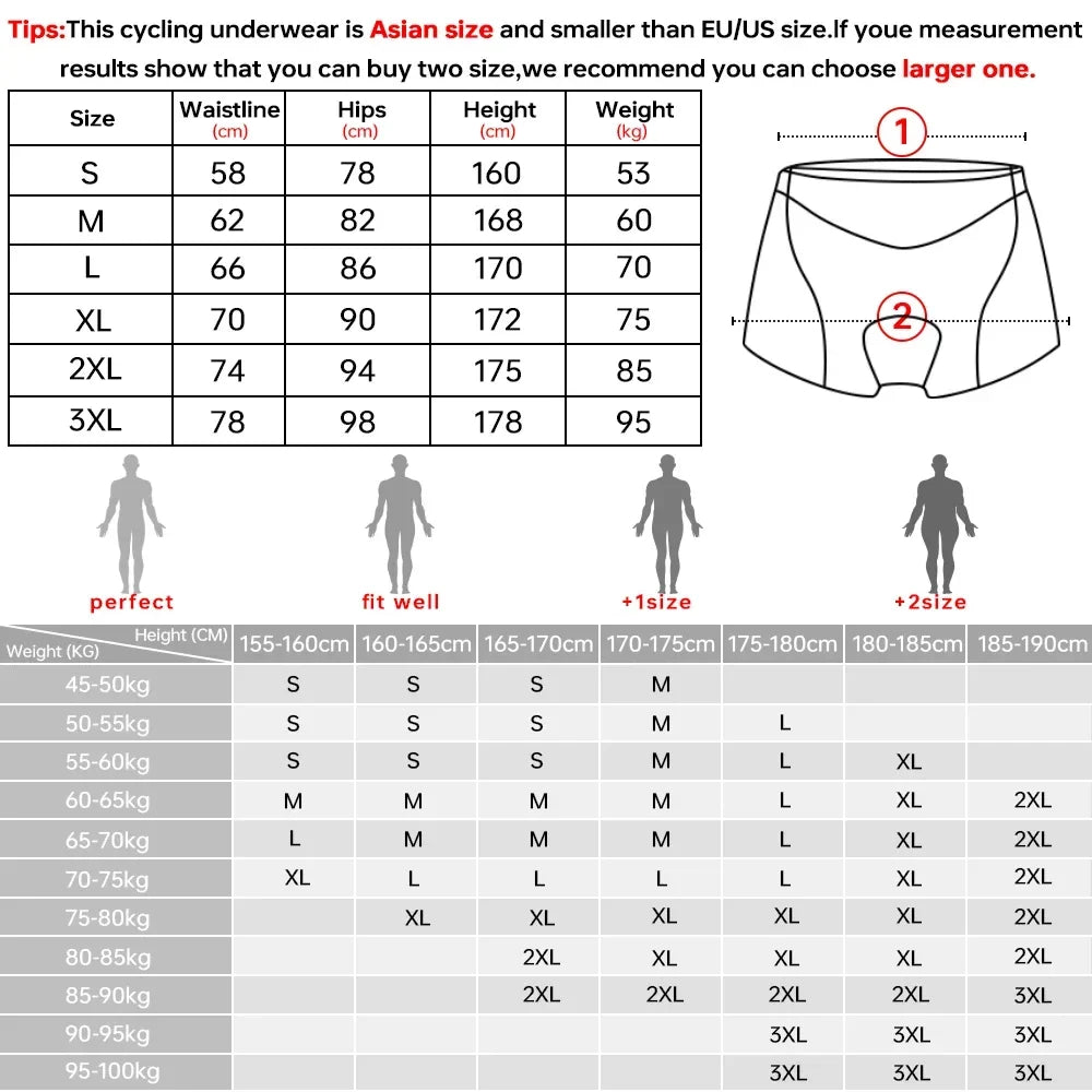 X-TIGER Men's 5D Gel Padded MTB Cycling Boxer Shorts
