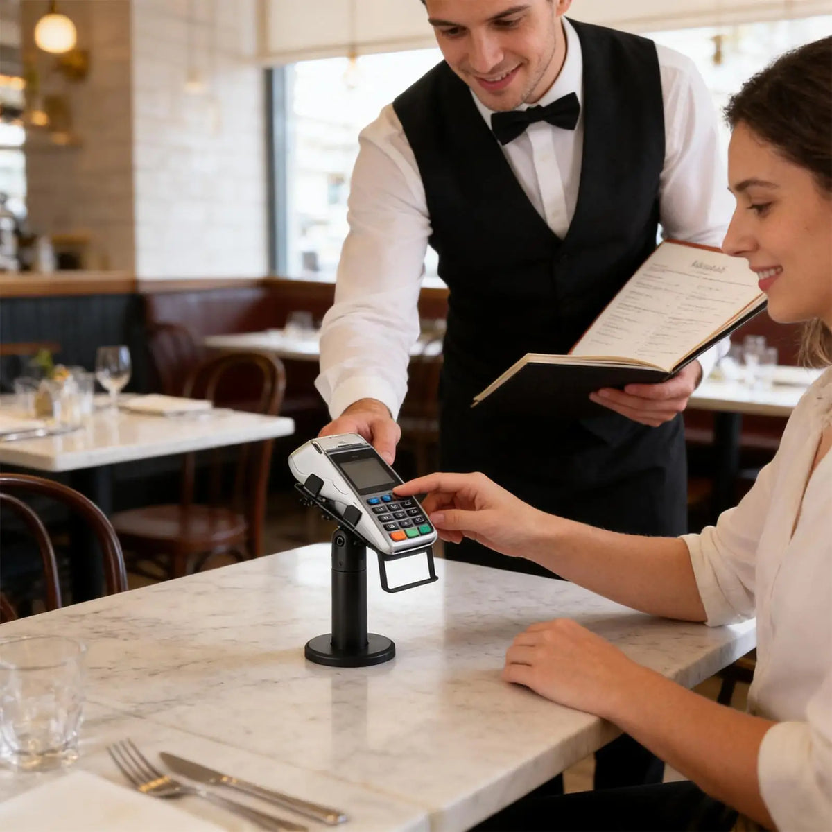 360° Rotating POS Stand – Adjustable Card Reader Bracket