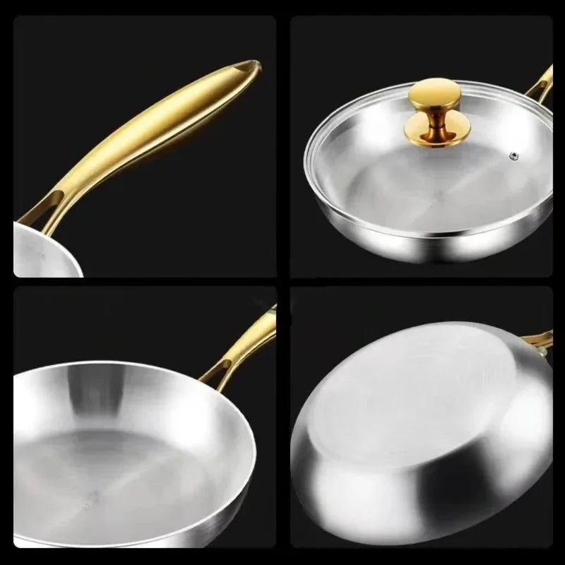 316 Stainless Steel Tri-Ply Honeycomb Wok Pan 28cm Skillet