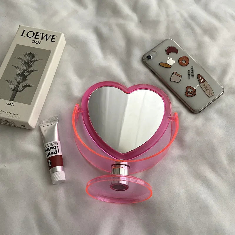 2-Pack Heart-Shaped Double Sided Acrylic Vanity Makeup Mirror