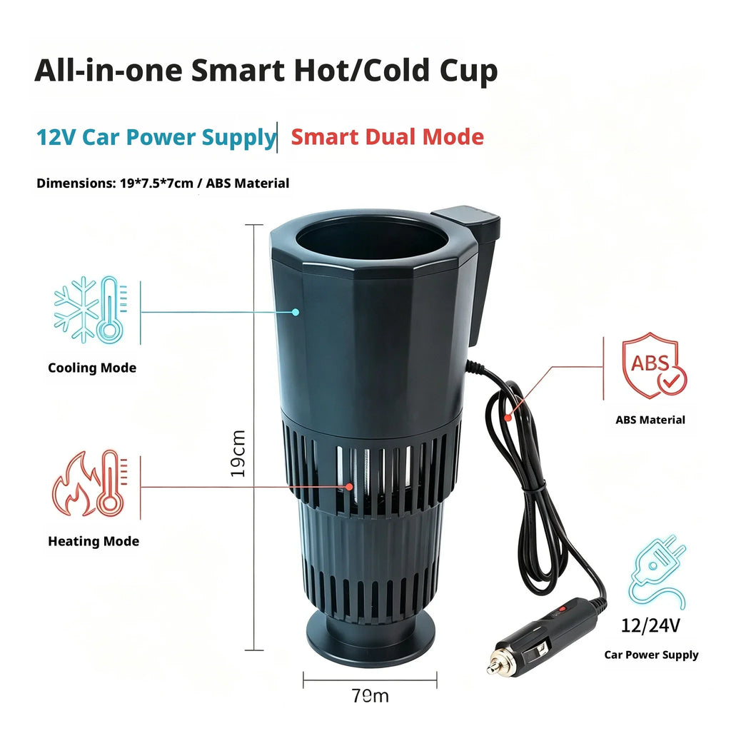 12V/24V Car Cup Warmer & Cooler – 2-in-1 Beverage Holder