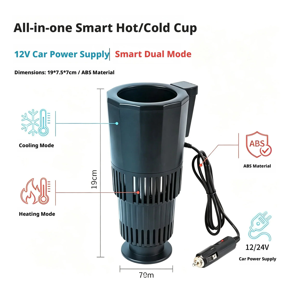 12V/24V Car Cup Warmer & Cooler – 2-in-1 Beverage Holder