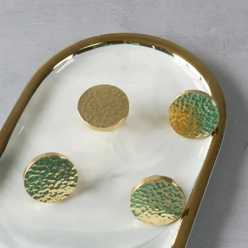 Nordic Solid Brass Cabinet Knobs – Hammered Golden Drawer Pulls