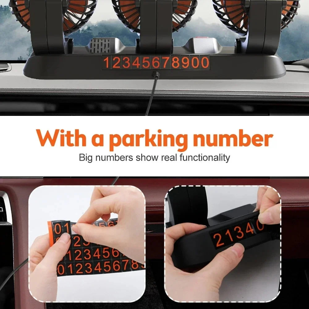 360° Dual Head Car Fan USB/12V/24V – 2 Speed Desk & Auto Fan