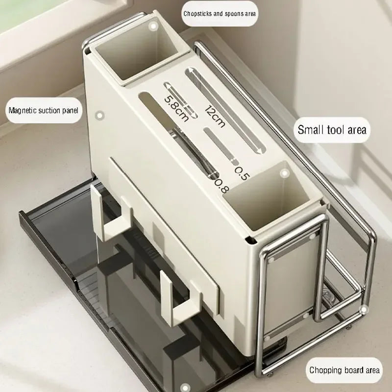Multifunctional Kitchen Rack | Cutlery, Knife & Lid Organizer