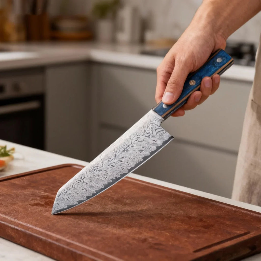 Damascus Steel Chef's Knife – 20cm Japanese-Style Kitchen Cleaver