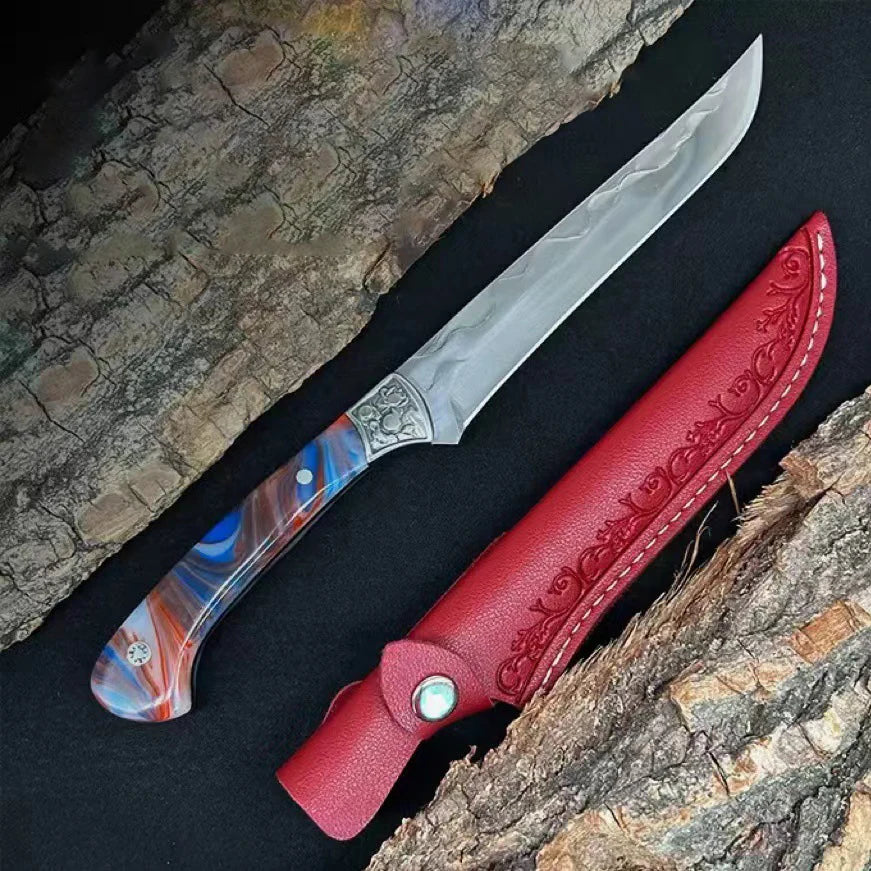 Hand-Forged Stainless Steel Boning Knife with Sheath