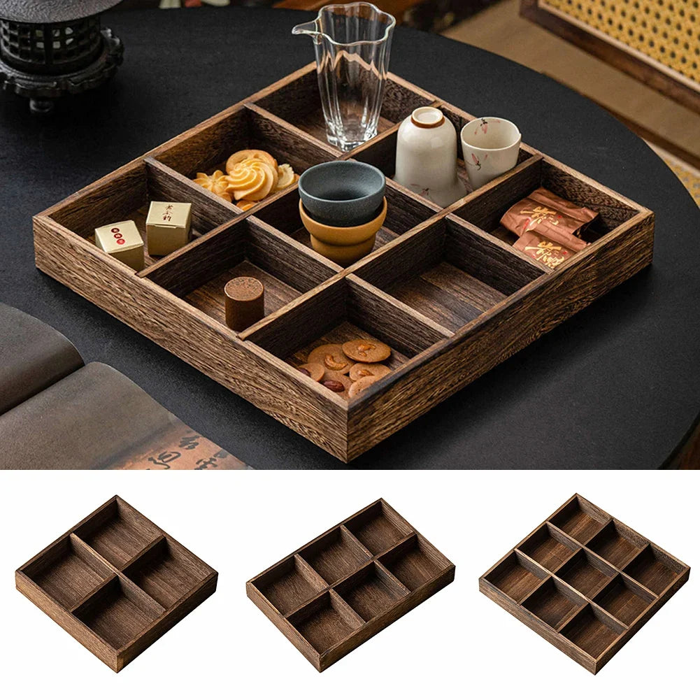 Wood Multi-Compartment Serving Tray | Retro Snack & Nut Platter