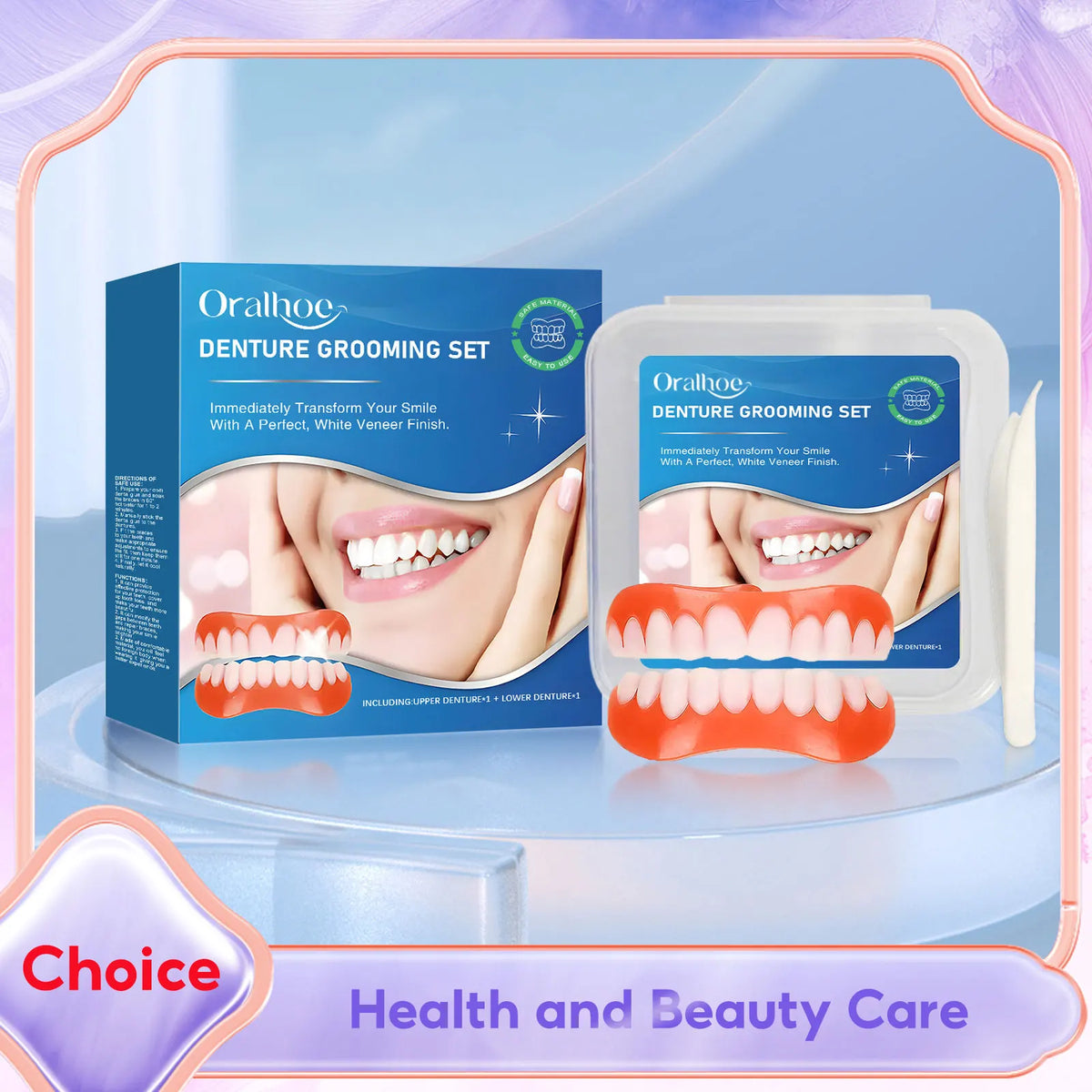 Silicone Moldable Denture Set – Upper & Lower False Teeth