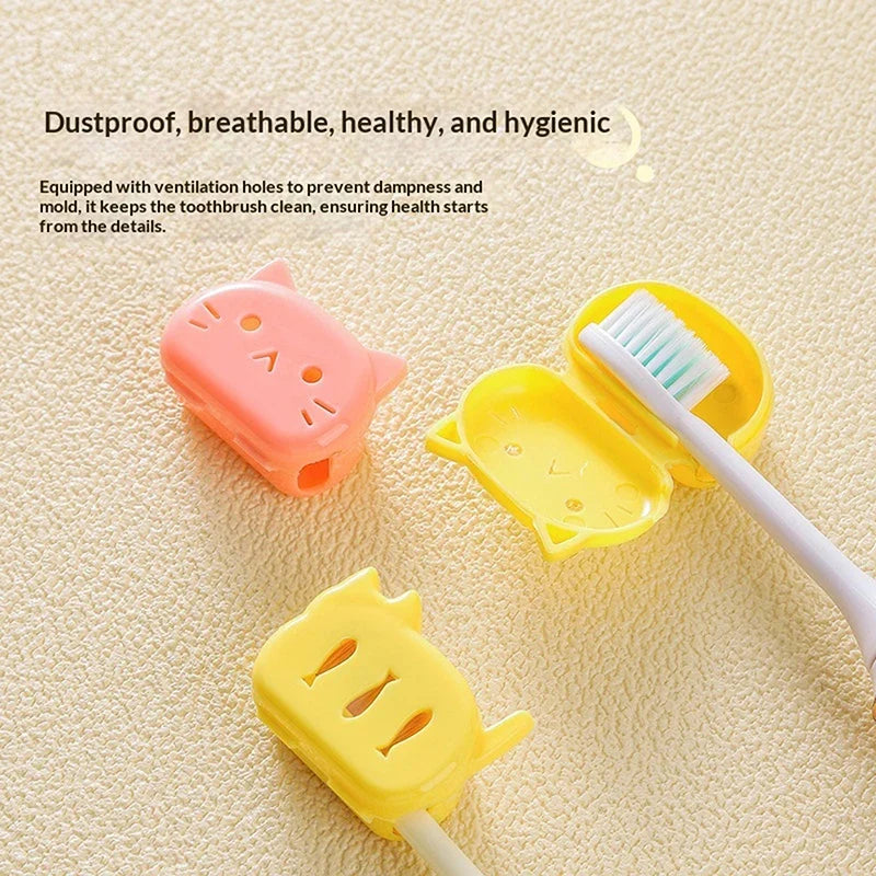 4-Pack Cat Shape Toothbrush Head Covers | Travel Protector Caps