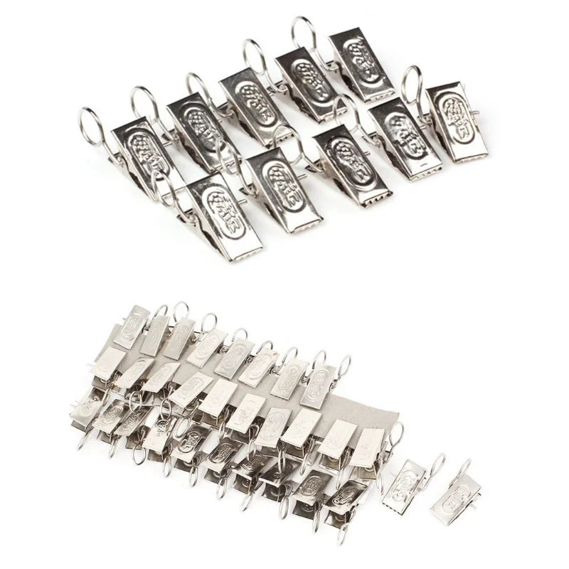 20-Piece Stainless Steel Curtain Rod Clip Rings | Drapery Hooks