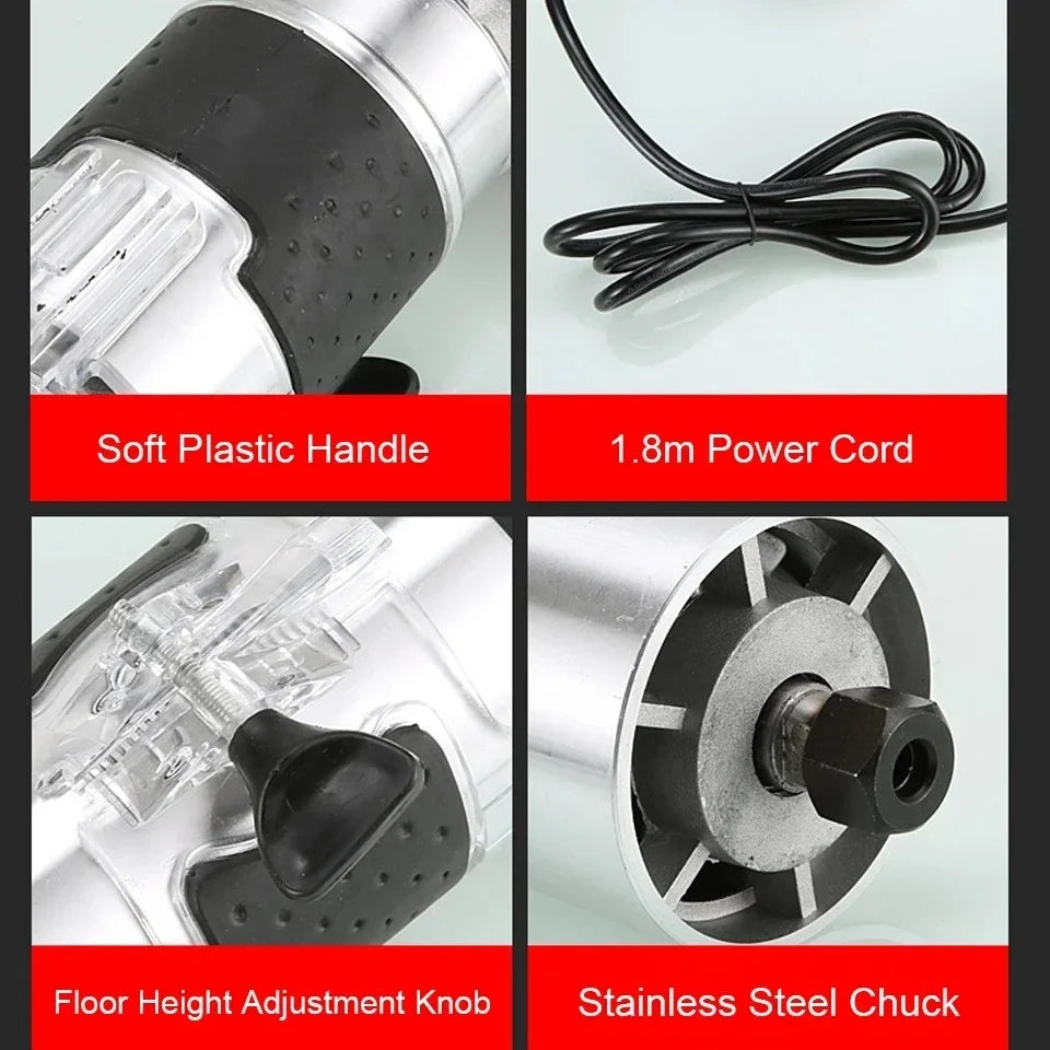 800W Electric Wood Router Trimmer | 1/4" Collet 30000 RPM