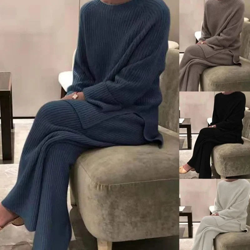 Women's Soft Knit Pajama Set – Casual Two-Piece Homewear