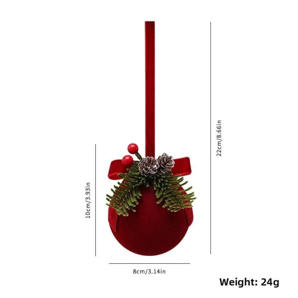 Flocked Velvet Christmas Bell Ornament | Reusable Xmas Tree Pendant