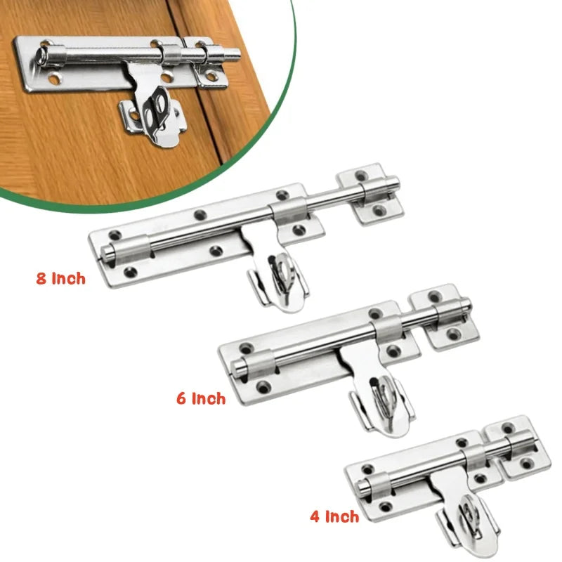 Stainless Steel Barrel Bolt Latch with Padlock Clasp 4/6/8 In