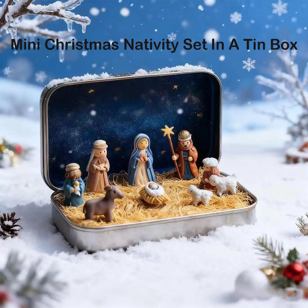 Handmade Wooden Christmas Nativity Scene Box Ornament | Xmas
