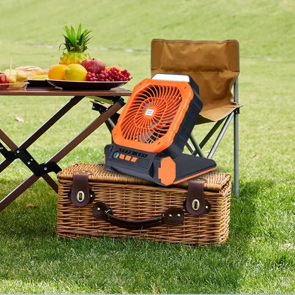 Solar Rechargeable Portable Fan 7800mAh – LED Light & 4 Speeds