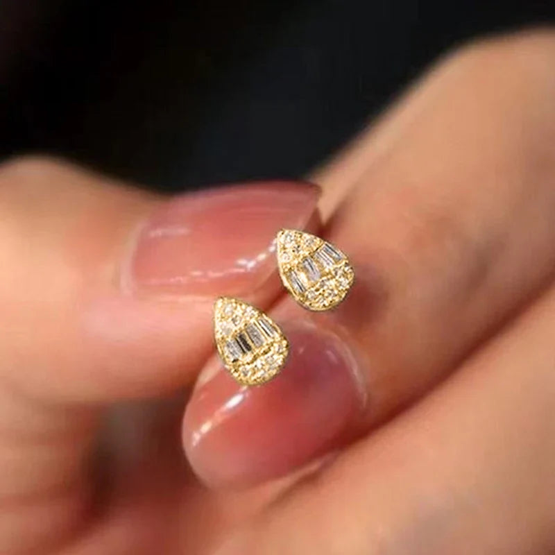 Huitan Pear Shape CZ Stud Earrings for Women | Cubic Zirconia